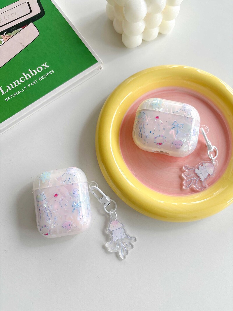 Κέλυφος θήκης ακουστικών με αλυσίδα 3D Jellyfish για Airpods 1 2 3 Κάλυμμα αντικραδασμικό για Airpod Pro Pro2nd INS Korea Fundas