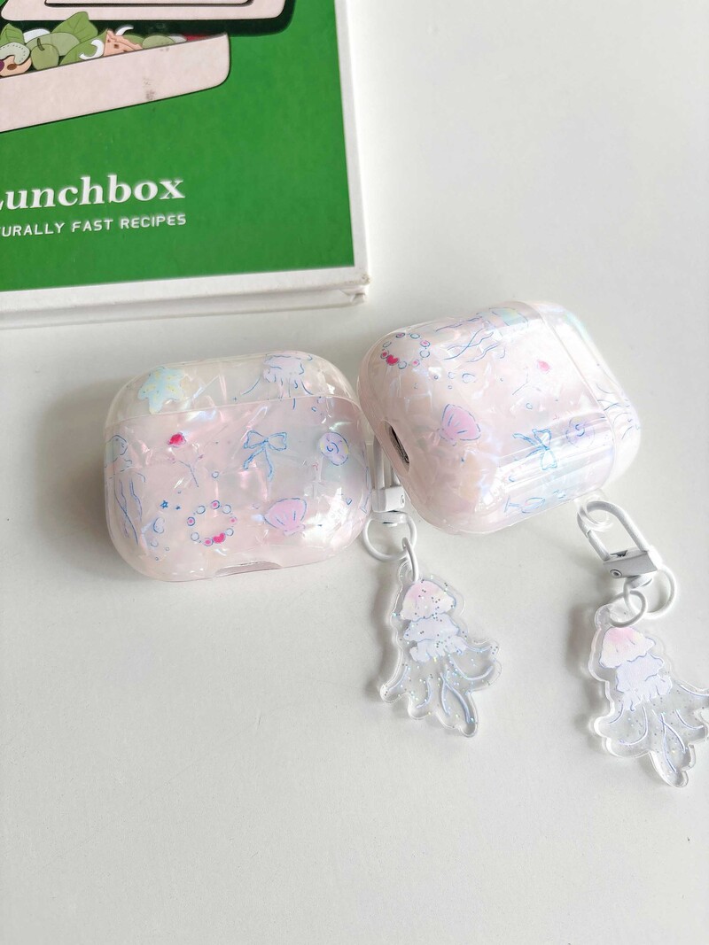 Κέλυφος θήκης ακουστικών με αλυσίδα 3D Jellyfish για Airpods 1 2 3 Κάλυμμα αντικραδασμικό για Airpod Pro Pro2nd INS Korea Fundas