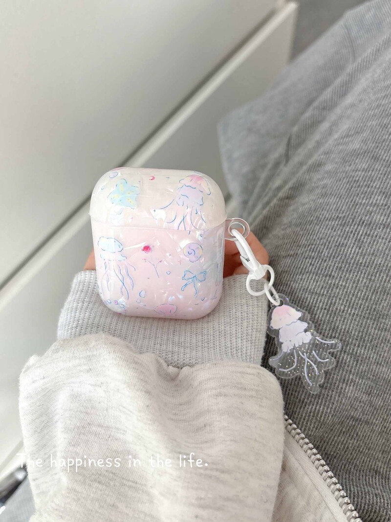 Κέλυφος θήκης ακουστικών με αλυσίδα 3D Jellyfish για Airpods 1 2 3 Κάλυμμα αντικραδασμικό για Airpod Pro Pro2nd INS Korea Fundas
