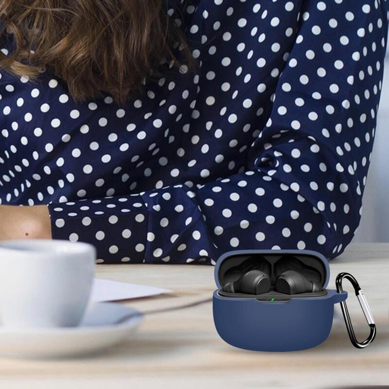 Силиконов калъф за JBL Wave Beam Earbuds Earphones Cover Защитна обвивка против падане за слушалки Blue Tooth с карабинер