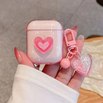 Cute Glitter Love Cover Headphone Crystal Pendant Minimalist Style For Airpods 2 pro/3/pro2 Προστατευτική θήκη ακουστικών Bluetooth