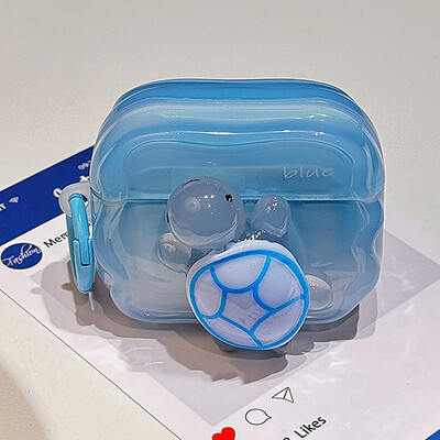 Kawaii mielas 3D Turtle Wave Border ausinių dėklas, skirtas AirPods 1 2 3 su raktų pakabuko apsauginiu apvalkalu, minkštu dangteliu, skirtas AirPods Pro2