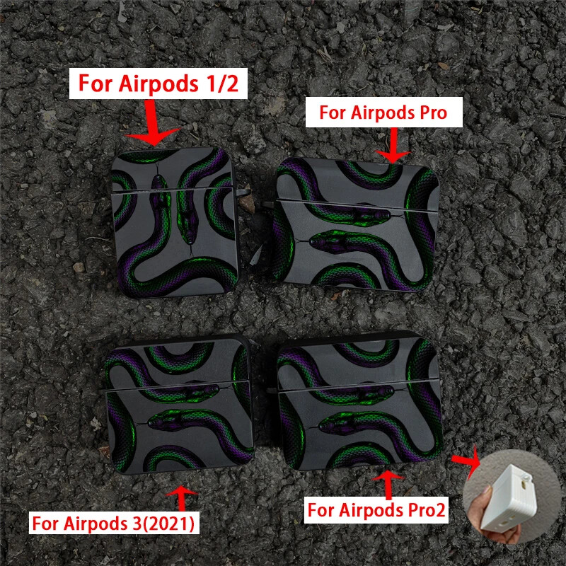 Luksuslik Black Snake kõrvaklappide ümbris Airpods 1 2 3 Pro värviline Dragon juhtmevaba kõrvaklappide laadimiskarbi kate Air Pod 3 jaoks