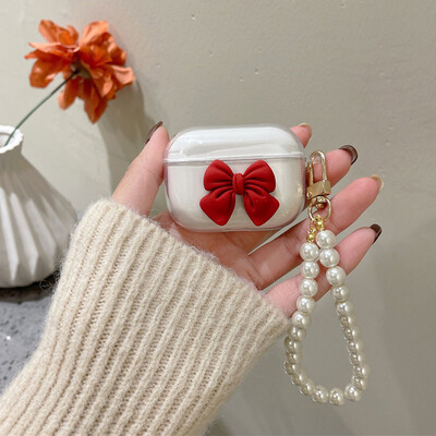 Θήκη Cute Ins 3D Bowknot για Apple AirPods 1 2 Girls Cover for AirPods 3 Air Pods Pro 2 Ασύρματη θήκη Bluetooth για ακουστικά
