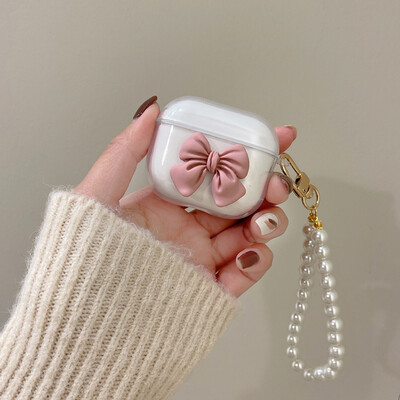 Θήκη Cute Ins 3D Bowknot για Apple AirPods 1 2 Girls Cover for AirPods 3 Air Pods Pro 2 Ασύρματη θήκη Bluetooth για ακουστικά