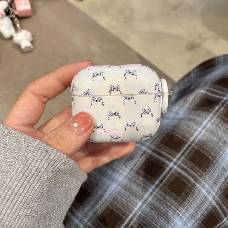 Za airpods pro ili pro2 4 3 2 1 bežična bluetooth kutija za punjenje plava mašnica imd slatka torbica za slušalice uložak poklopac za slušalice