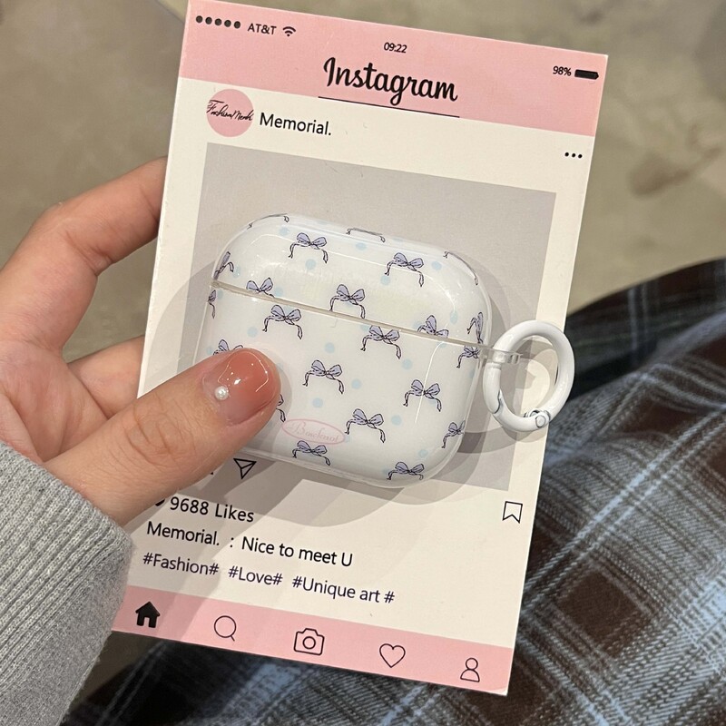 Za airpods pro ili pro2 4 3 2 1 bežična bluetooth kutija za punjenje plava mašnica imd slatka torbica za slušalice uložak poklopac za slušalice