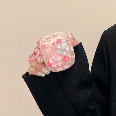 Slatka 3D zečeva ružičasta futrola za slušalice za AirPods 1 2 3 s privjeskom za ključeve, mekana zaštitna maska za AirPods Pro 2 poklopac