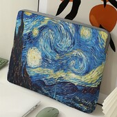 1, Van Gogh Starry Sky Pattern nešiojamojo kompiuterio krepšys, portfelis, tinka 15 colių nešiojamiesiems kompiuteriams, fiksuotas nešiojamojo kompiuterio krepšys (be rankinio)