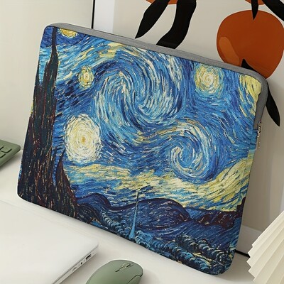 1, Van Gogh Starry Sky Pattern laptoptáska, aktatáska, 15 hüvelykes laptopokhoz, fix laptoptáska (kézi nélkül)