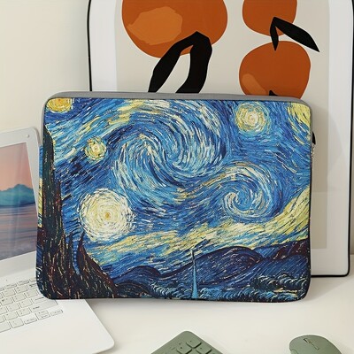 1, Van Gogh Starry Sky Pattern nešiojamojo kompiuterio krepšys, portfelis, tinka 15 colių nešiojamiesiems kompiuteriams, fiksuotas nešiojamojo kompiuterio krepšys (be rankinio)
