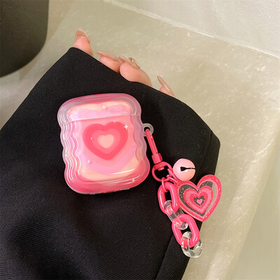 Για Airpods 3 Korea Pink Gradient Love Heart Θήκη κρεμαστό για Airpods 2 3 Pro Θήκη Ακουστικών Charge Box Μαλακό ασύρματο bluetoon