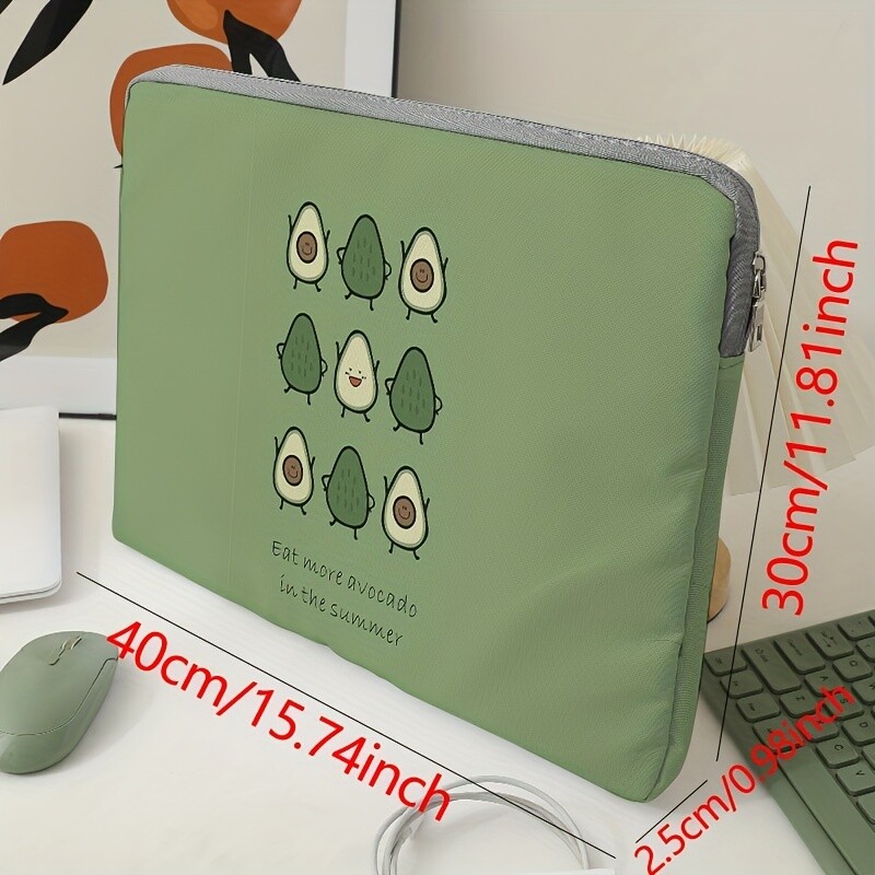 1 torba za prijenosno računalo s crtanim uzorkom avokada, aktovka, prikladna za prijenosna računala od 14 do 15 inča, fiksna torba za prijenosno računalo (bez ručnog uređaja)