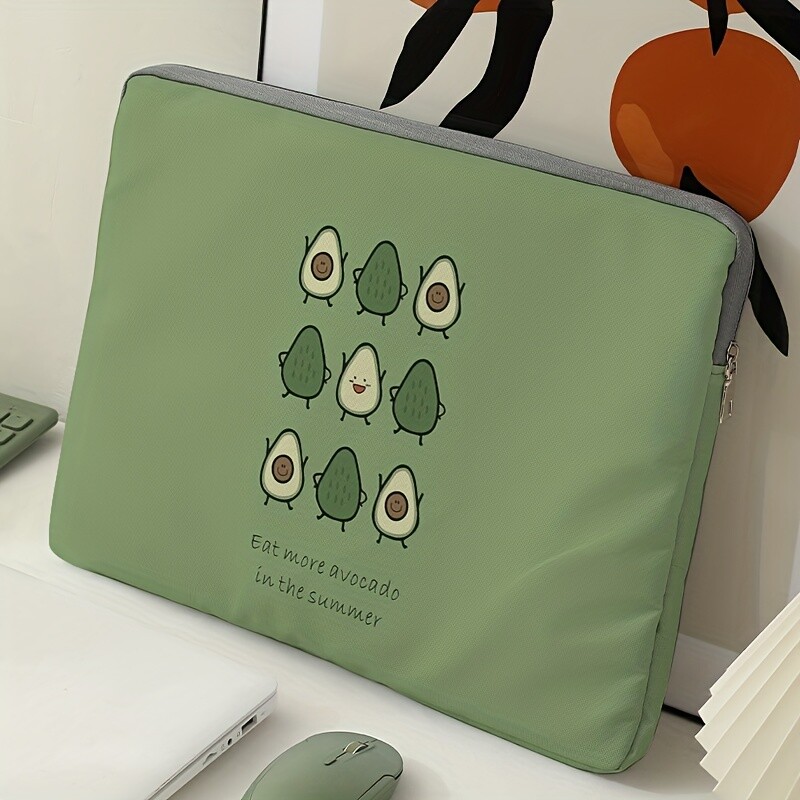 1 torba za prijenosno računalo s crtanim uzorkom avokada, aktovka, prikladna za prijenosna računala od 14 do 15 inča, fiksna torba za prijenosno računalo (bez ručnog uređaja)