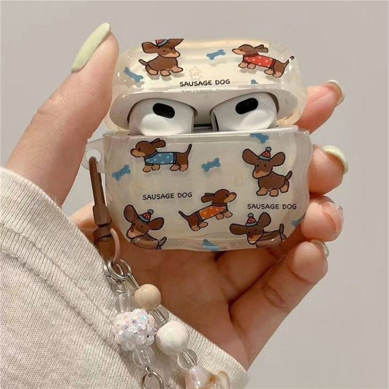 Slušalice za korejski slatki jazavčar za AirPods 1 2 3 4 sa zvjezdastim privjeskom, mekana navlaka za AirPods Pro 2