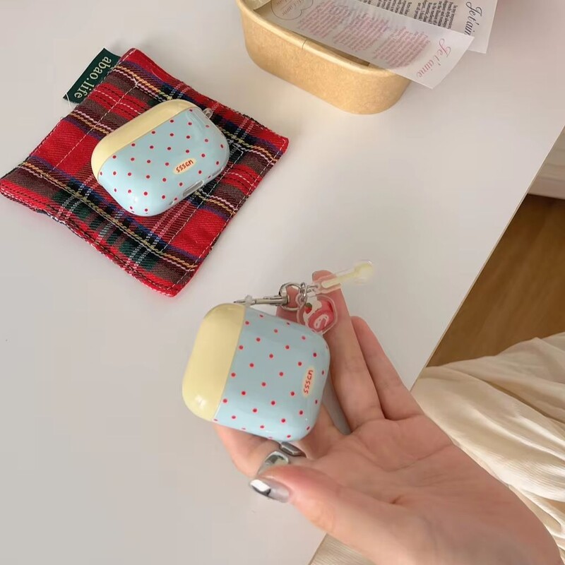 Cijeli zaslon Crvena točka vala Plavo Žuto Spajanje Privjesak Zaštitna maska otporna na udarce Za AirPods 1 ili 2 3 AirPods Pro Pro 2