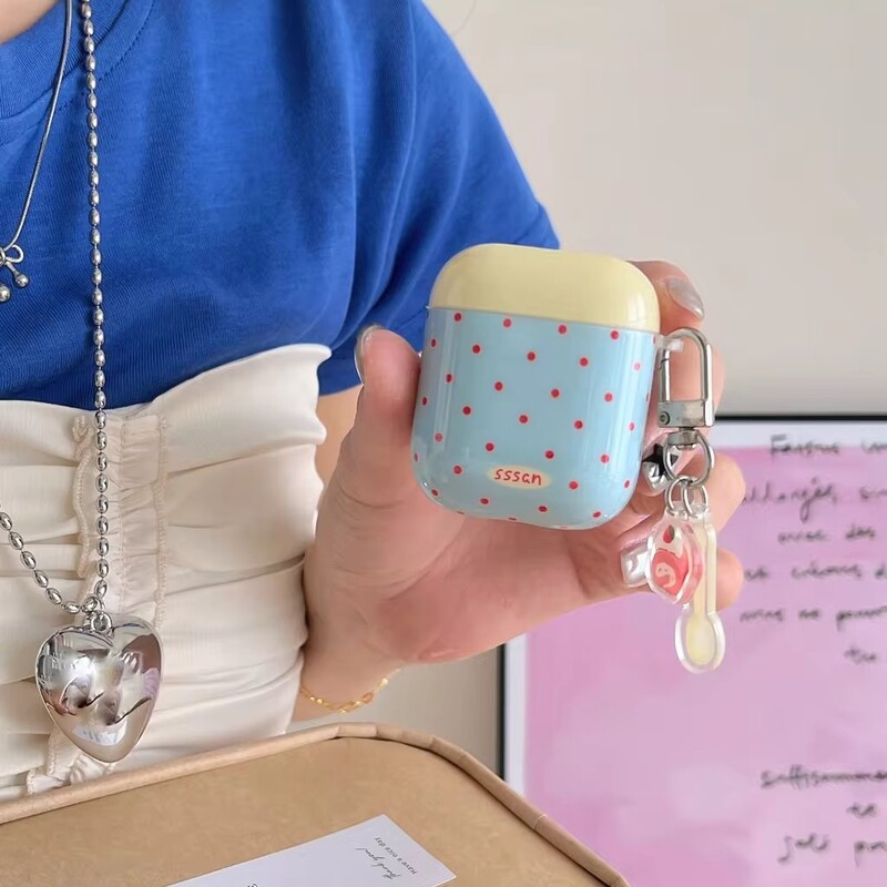 Cijeli zaslon Crvena točka vala Plavo Žuto Spajanje Privjesak Zaštitna maska otporna na udarce Za AirPods 1 ili 2 3 AirPods Pro Pro 2