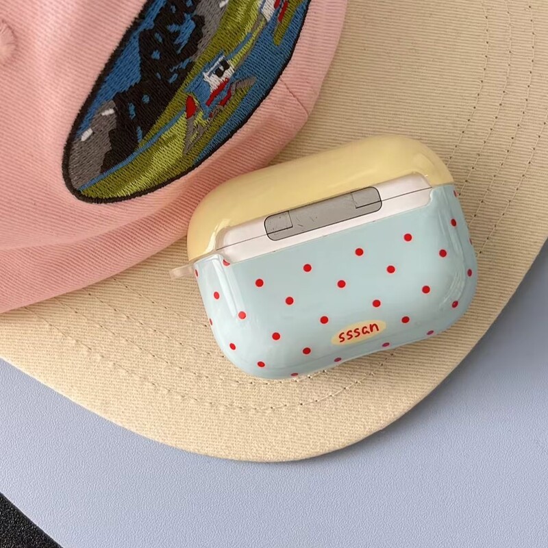 Cijeli zaslon Crvena točka vala Plavo Žuto Spajanje Privjesak Zaštitna maska otporna na udarce Za AirPods 1 ili 2 3 AirPods Pro Pro 2