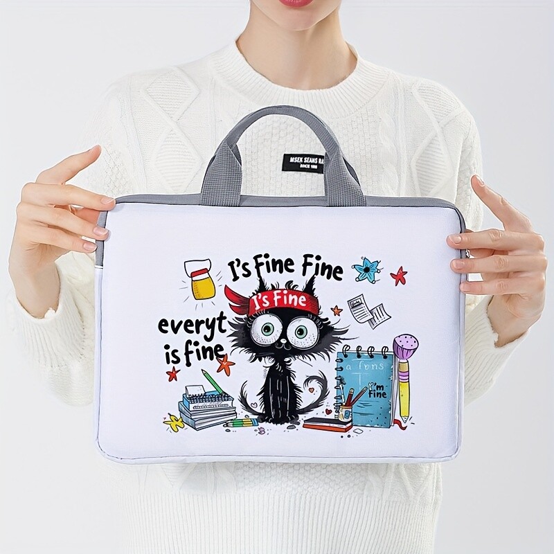 Jednodijelni set, dva stila, torba za prijenosno računalo s uzorkom crne mačke i aktovka, pogodna za prijenosna računala od 14 inča