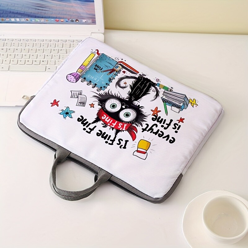 Jednodijelni set, dva stila, torba za prijenosno računalo s uzorkom crne mačke i aktovka, pogodna za prijenosna računala od 14 inča