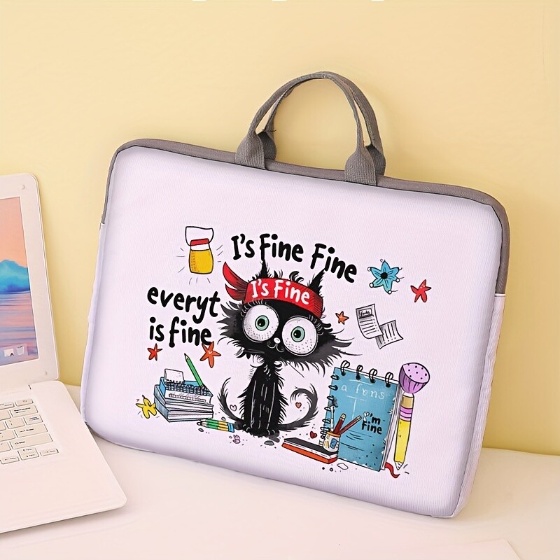 Jednodijelni set, dva stila, torba za prijenosno računalo s uzorkom crne mačke i aktovka, pogodna za prijenosna računala od 14 inča