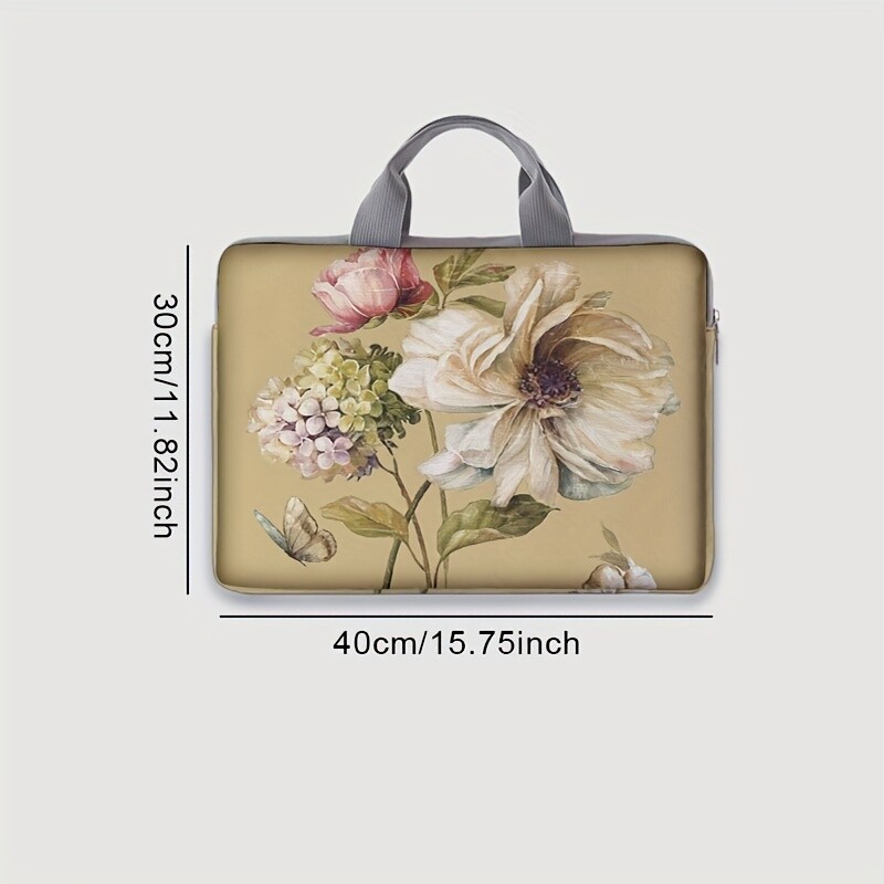 1-dijelni set, torba za laptop s cvjetnim uzorkom, aktovka, pogodna za prijenosna računala od 14 inča, fiksna torba za prijenosno računalo