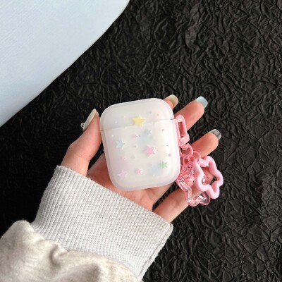 Карикатурни звезди цветна обвивка за apple airpods 1 pro 2nd 2 3 кутия за безжично зареждане с bluetooth матиран сладък калъф за слушалки