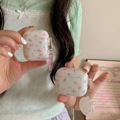 Elegantna maska s privjeskom s crtanim crtanim mašnama i malim cvijećem na cijelom zaslonu za AirPods 1 ili 2 3 4 Pro 2