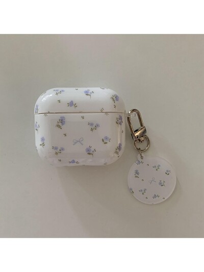 Elegantna maska s privjeskom s crtanim crtanim mašnama i malim cvijećem na cijelom zaslonu za AirPods 1 ili 2 3 4 Pro 2