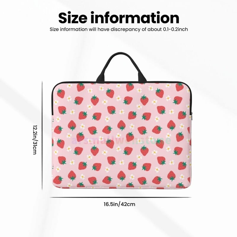„Strawberry“ nešiojamojo kompiuterio krepšys, atsparus vandeniui, didelis nešiojamojo kompiuterio dėklas Kompiuterio krepšys Biuro verslo kelionėms 14 colių