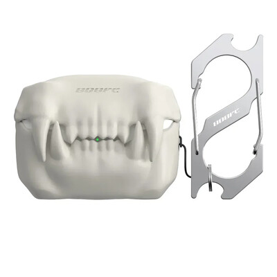 Silikoninis „Tiger Tooth“ belaidis ausinių dangtelis, apsauginės ausinės, skirtos „AirPods Pro Halloween“ dėklui su raktų pakabuku