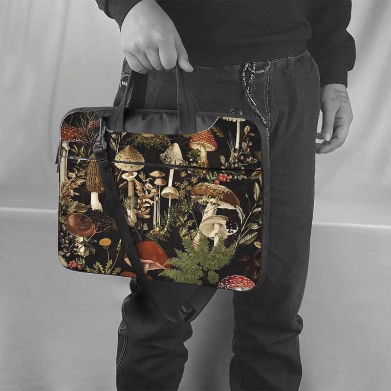 Midnight Mushrooms Forest Botanical Night Garden Torba za prijenosno računalo Torbica otporna na udarce Torba za računalo 13 14 15.6 Crossbody torbica za prijenosno računalo