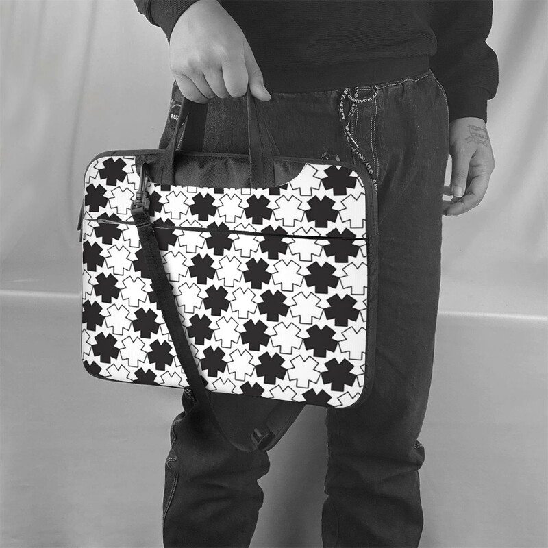 Черно-бели квадратни звезди Чанта за лаптоп Защитен калъф Чанта за компютър 13 14 15,6-инчова чанта за лаптоп Crossbody за Macbook Pro Air
