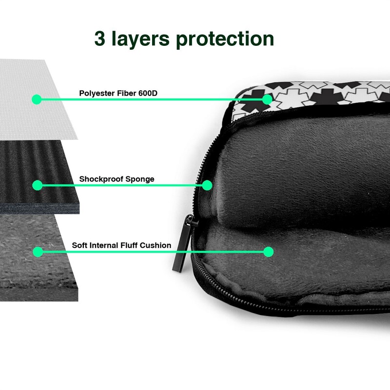 Черно-бели квадратни звезди Чанта за лаптоп Защитен калъф Чанта за компютър 13 14 15,6-инчова чанта за лаптоп Crossbody за Macbook Pro Air