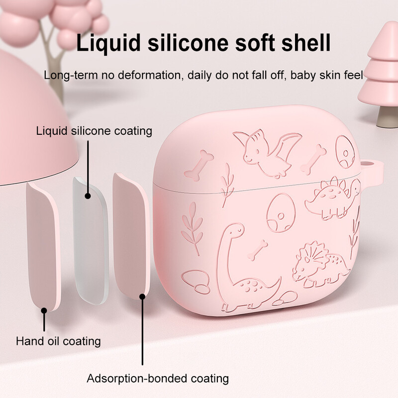 Za Apple AirPods 4 slušalice Silikonska meka potpuna zaštitna torbica s karabinerom Zaštitna školjka otporna na prašinu Meka preslatka kožna navlaka