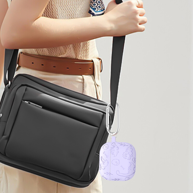 Za Apple AirPods 4 slušalice Silikonska meka potpuna zaštitna torbica s karabinerom Zaštitna školjka otporna na prašinu Meka preslatka kožna navlaka