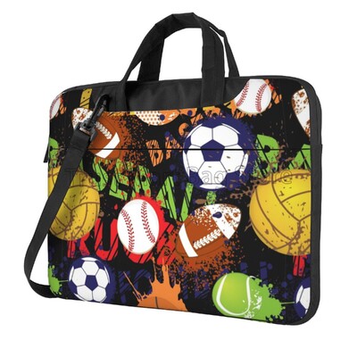 Чанта за през рамо за лаптоп с принт на футболна топка, съвместима с 13/14/15,6 инча персонализиран калъф за носене Компютърна торбичка за капак