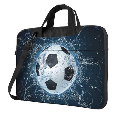 Чанта за през рамо за лаптоп с принт на футболна топка, съвместима с 13/14/15,6 инча персонализиран калъф за носене Компютърна торбичка за капак