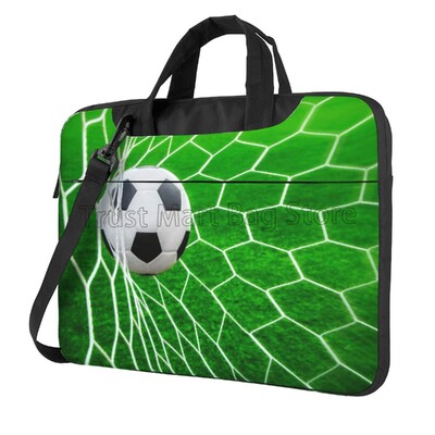 Чанта за през рамо за лаптоп с принт на футболна топка, съвместима с 13/14/15,6 инча персонализиран калъф за носене Компютърна торбичка за капак