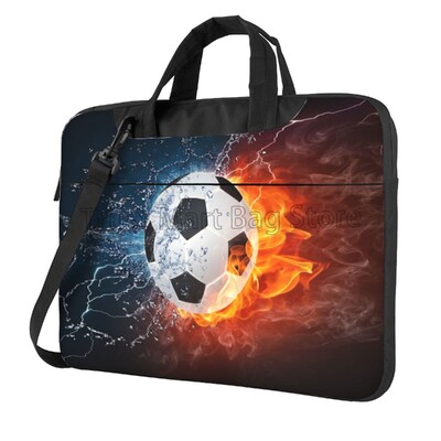 Чанта за през рамо за лаптоп с принт на футболна топка, съвместима с 13/14/15,6 инча персонализиран калъф за носене Компютърна торбичка за капак
