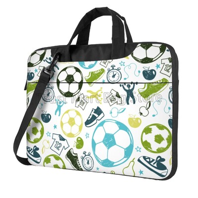 Чанта за през рамо за лаптоп с принт на футболна топка, съвместима с 13/14/15,6 инча персонализиран калъф за носене Компютърна торбичка за капак