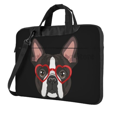 Чанта за лаптоп със сладък френски булдог с арт принт Водоустойчива голяма кутия за лаптоп Компютърна PC Калъф с дръжка 13/14/15,6 инча