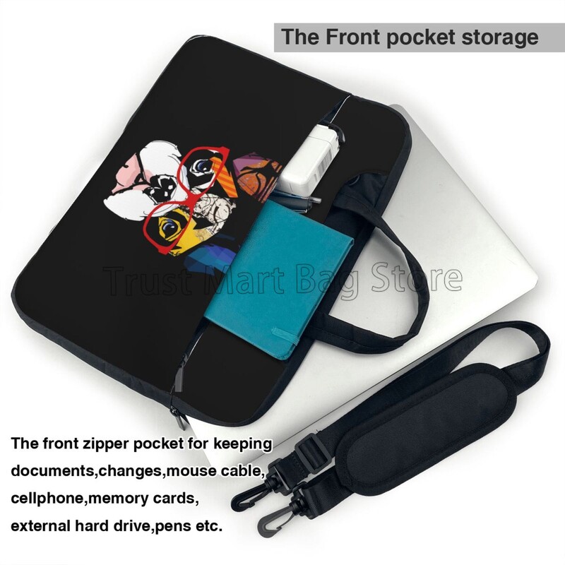 Чанта за лаптоп със сладък френски булдог с арт принт Водоустойчива голяма кутия за лаптоп Компютърна PC Калъф с дръжка 13/14/15,6 инча