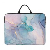 Geantă abstractă pentru laptop, marmură, violet, auriu, husă mare, rezistentă la apă, pentru laptop, pentru birou, pentru călătorii de afaceri, 14 inci