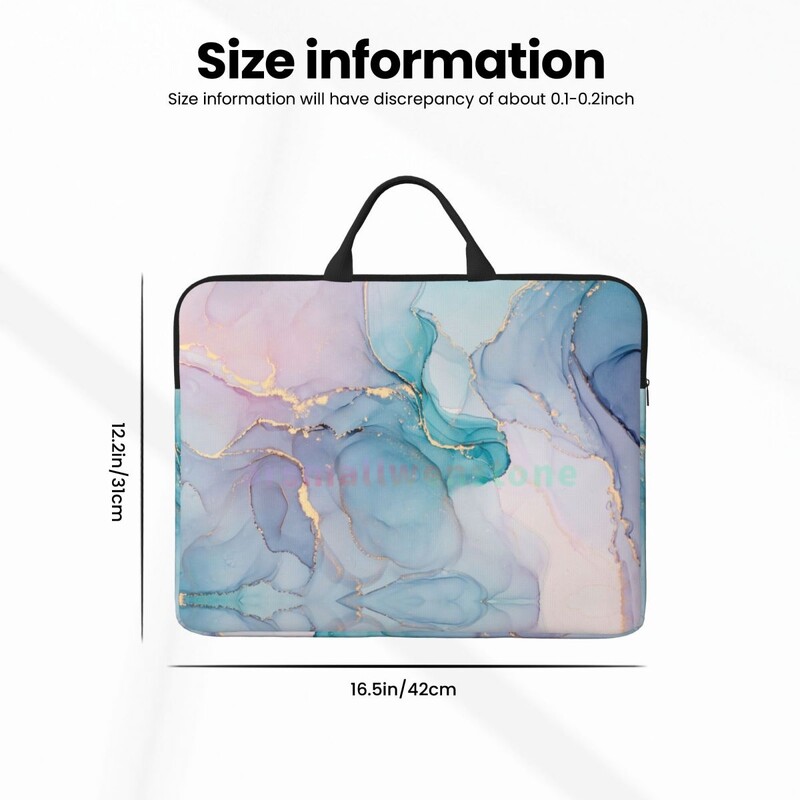 Geantă abstractă pentru laptop, marmură, violet, auriu, husă mare, rezistentă la apă, pentru laptop, pentru birou, pentru călătorii de afaceri, 14 inci