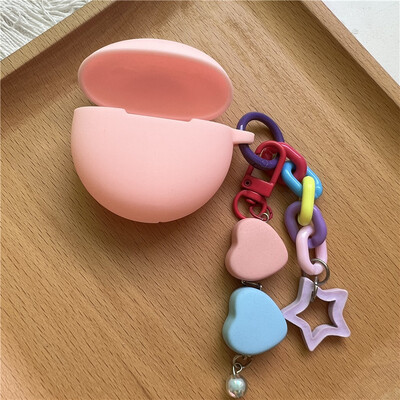Slatka silikonska torbica za slušalice s privjeskom za ključeve za OPPO Enco Air 2i/BUDS 2 Zaštitna maska za bežične Bluetooth slušalice