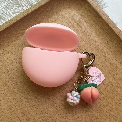 Slatka silikonska torbica za slušalice s privjeskom za ključeve za OPPO Enco Air 2i/BUDS 2 Zaštitna maska za bežične Bluetooth slušalice