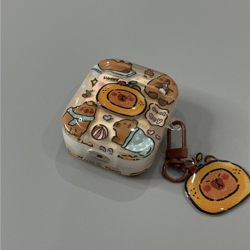 Cartoon Capybara torbica za slušalice za Apple Airpods Pro 2. meke torbice za slušalice za Air Pods 1 2 3 Fundas navlaka s privjeskom za ključeve