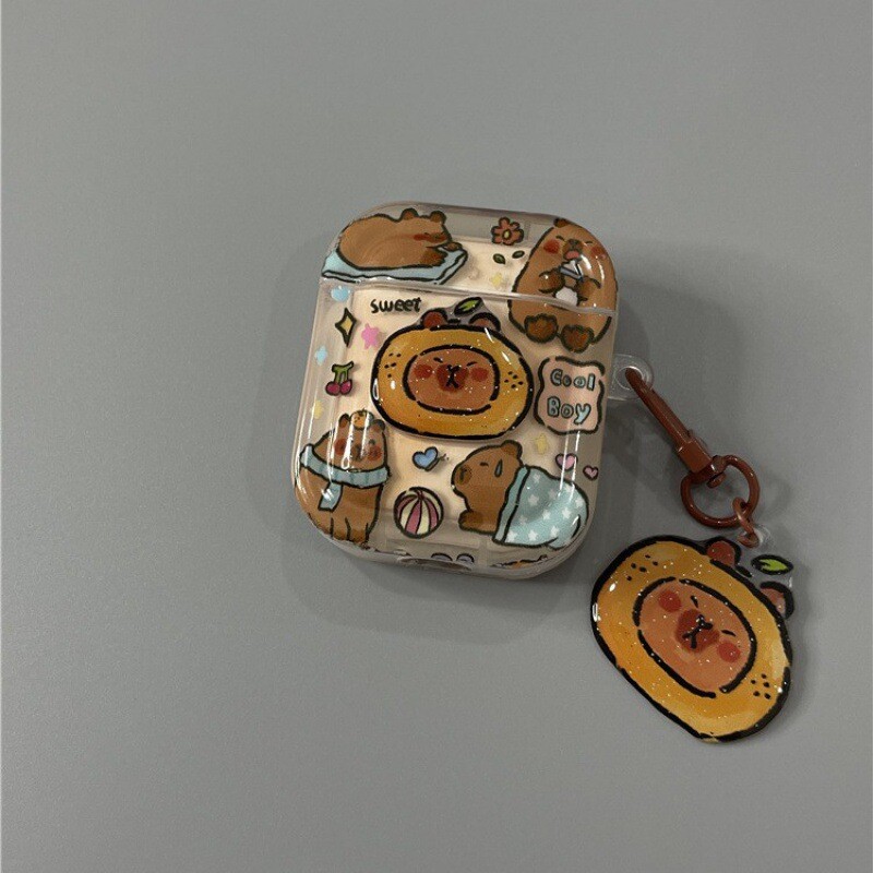 Cartoon Capybara torbica za slušalice za Apple Airpods Pro 2. meke torbice za slušalice za Air Pods 1 2 3 Fundas navlaka s privjeskom za ključeve