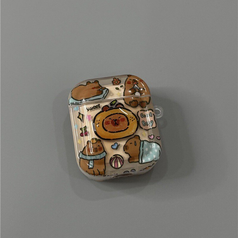 Cartoon Capybara torbica za slušalice za Apple Airpods Pro 2. meke torbice za slušalice za Air Pods 1 2 3 Fundas navlaka s privjeskom za ključeve